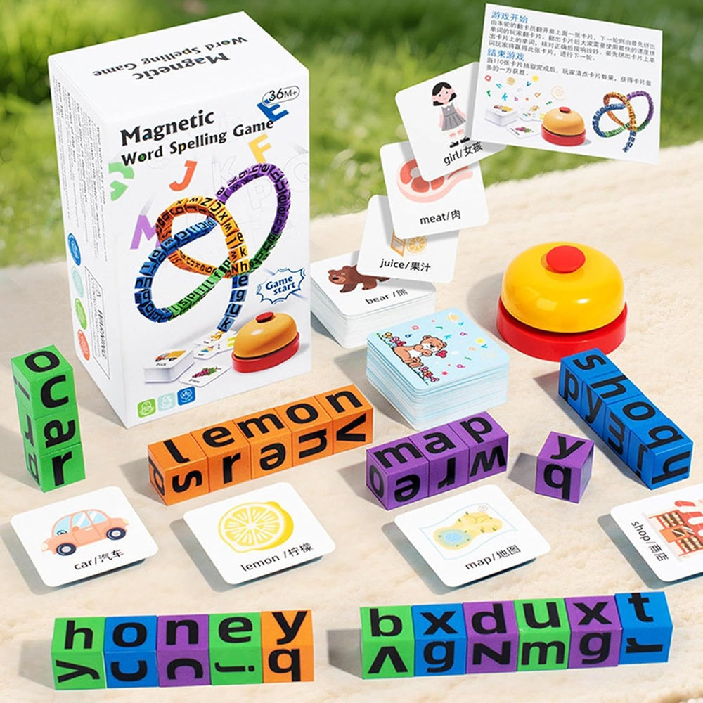 Montessori Magnetic Word Spelling Blocks Game With Bell