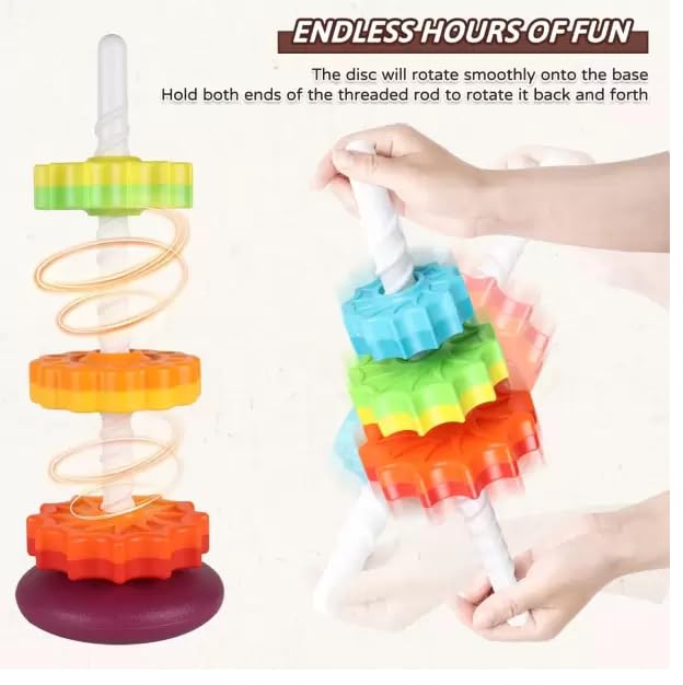 Montessori Rainbow Spin Stacking Tower