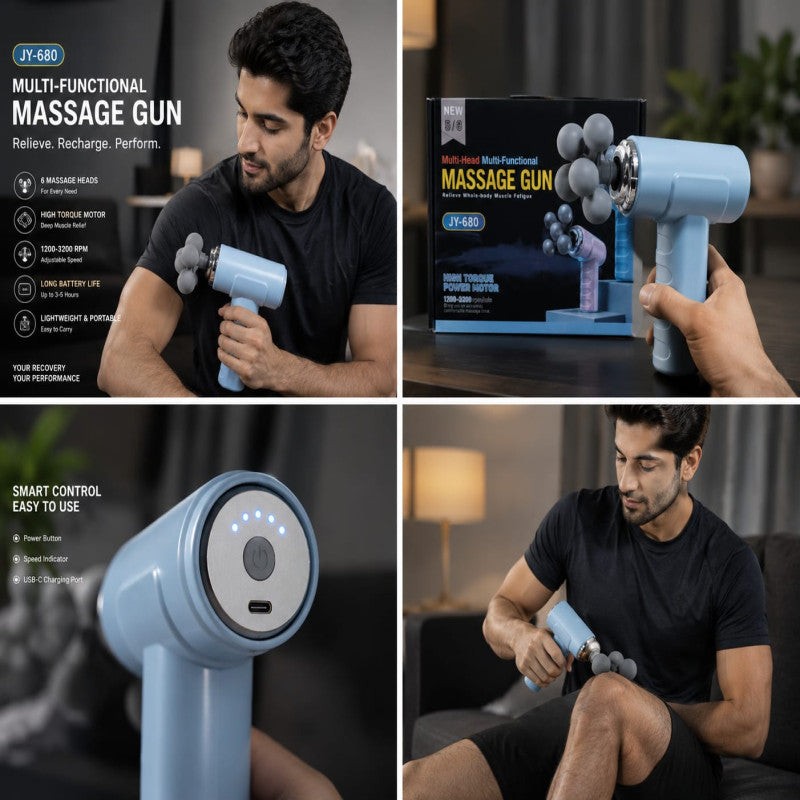 Rechargeable Multi-Head Muscle Fatigue Massage Gun