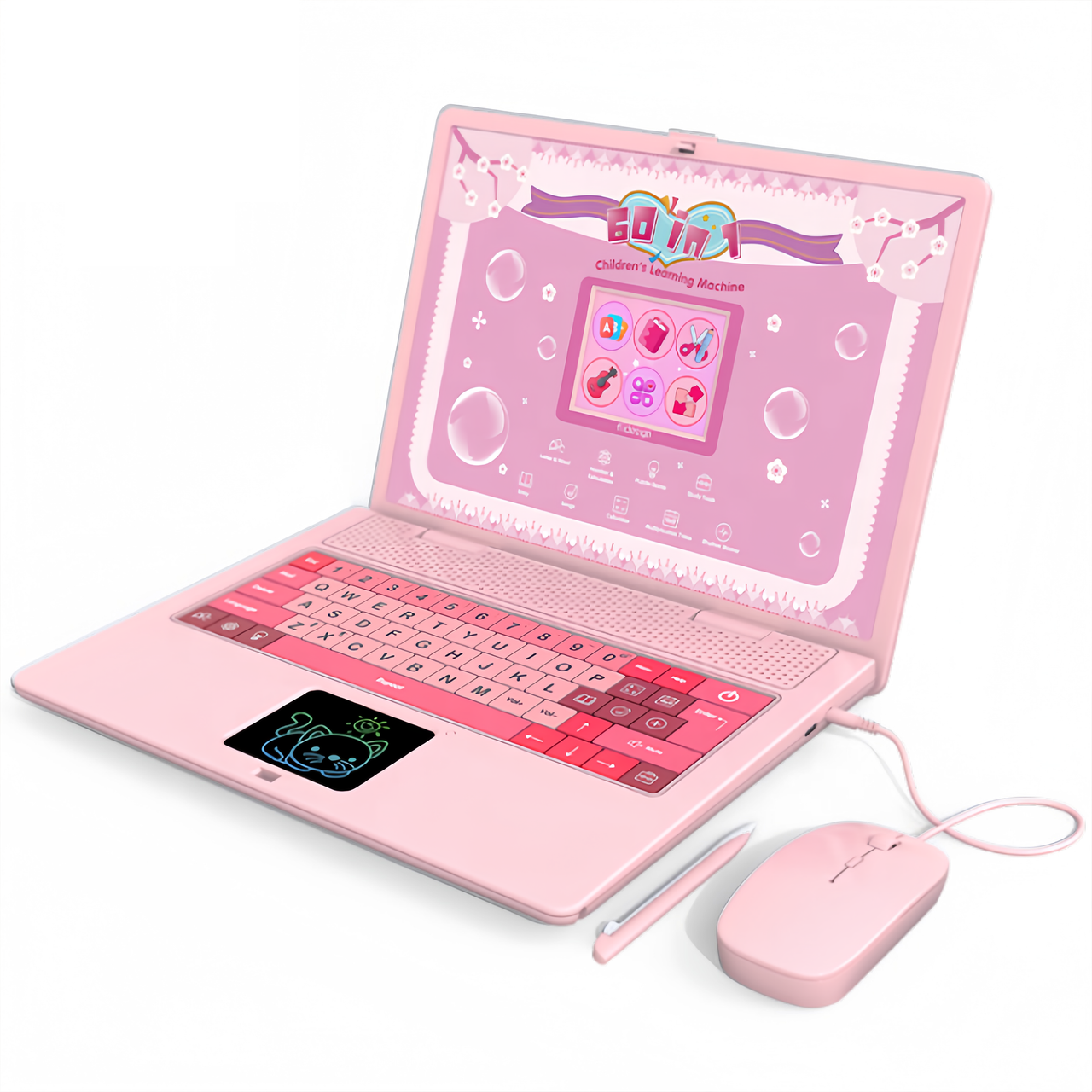 Multi-functional 60 Activities Kids Learning Laptop - Pink