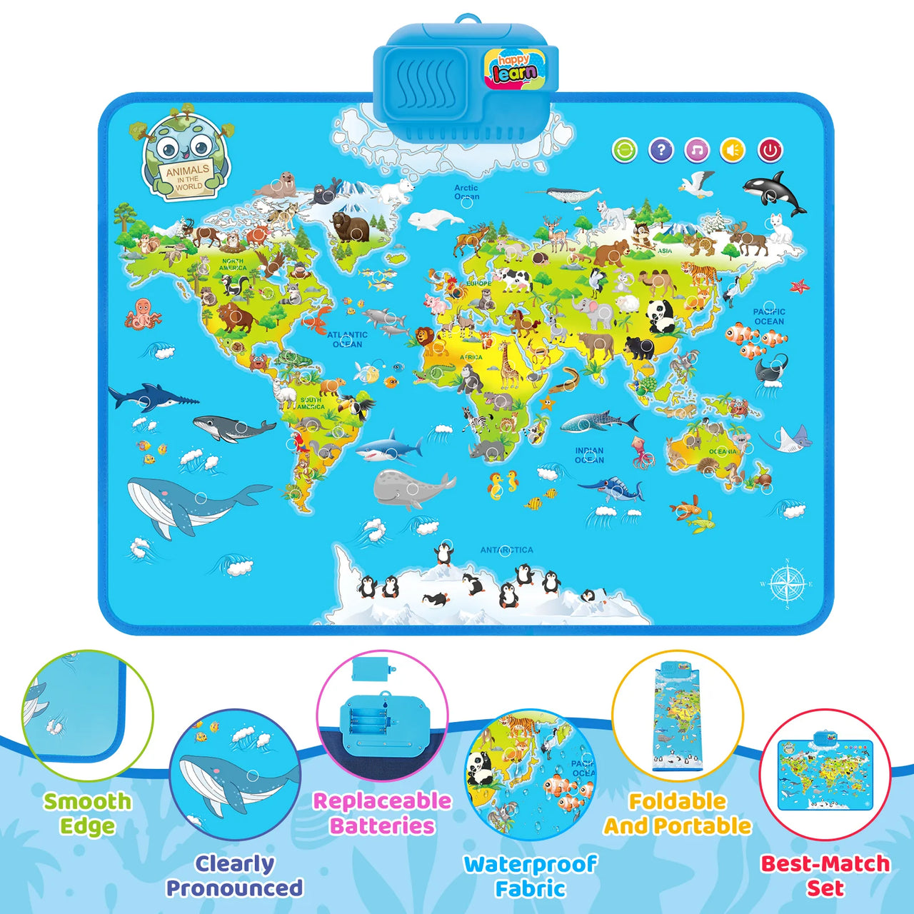 Multi-functional Baby Animals World Musical Map