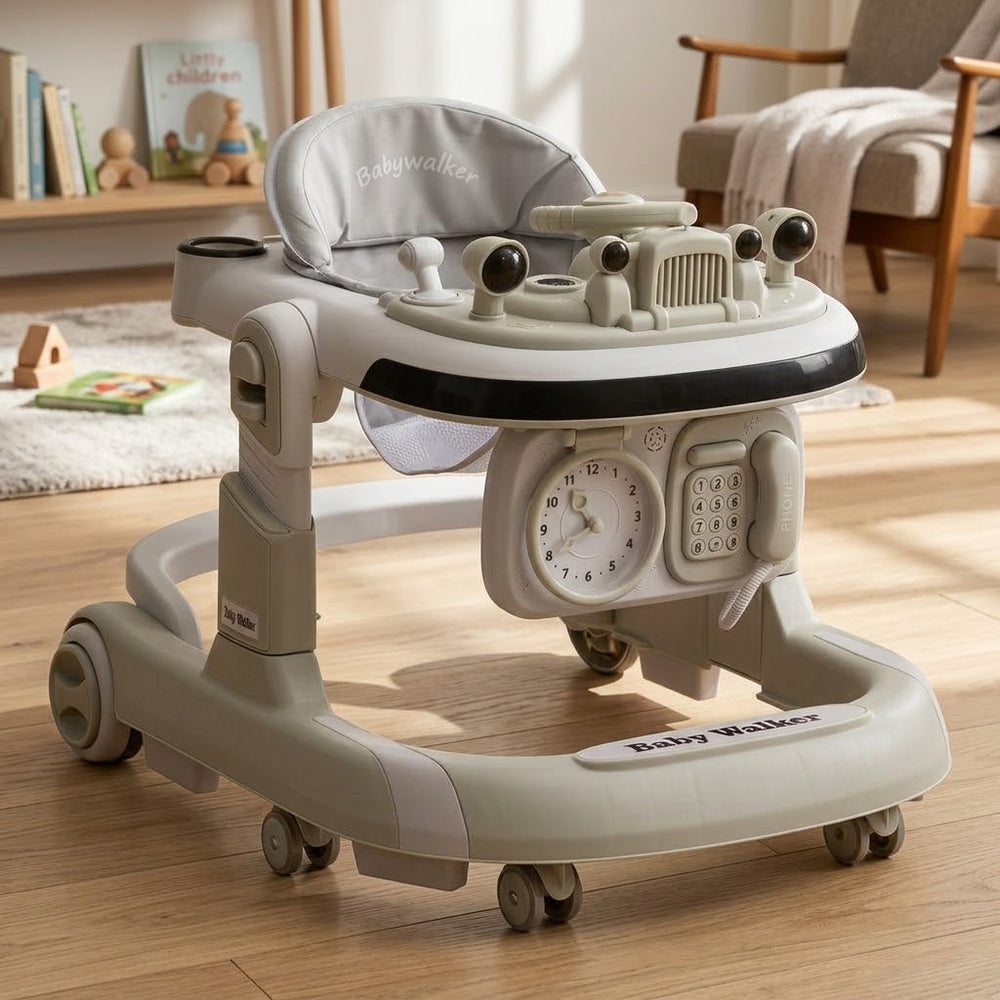 Multi-functional Baby Clock & Telephone Activity Walker - Olive
