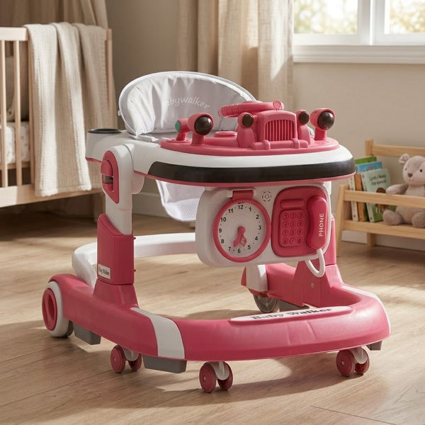 Multi-functional Baby Clock & Telephone Activity Walker - Pink