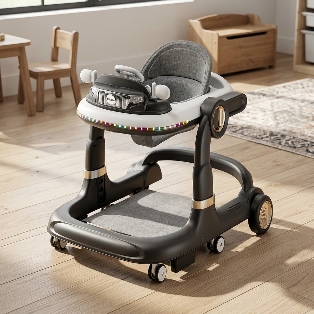 Multi-functional Baby Steering Walker With Light & Music - Black