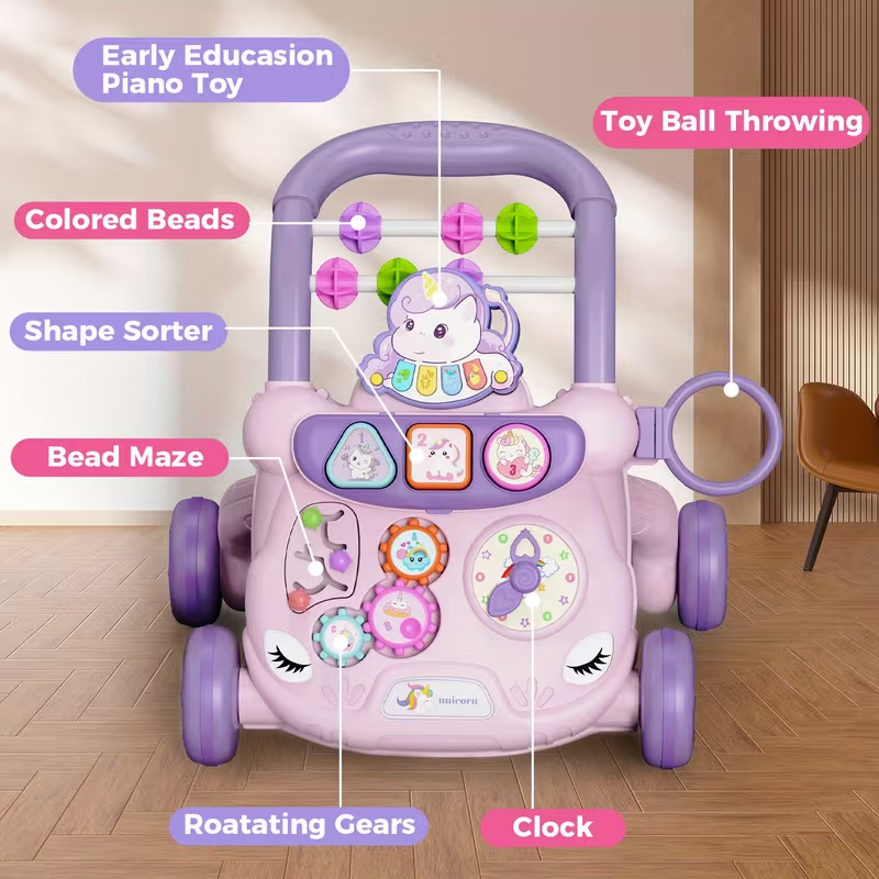 Multi-functional Baby Unicorn Theme Activity Musical Walker
