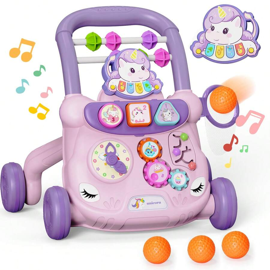 Multi-functional Baby Unicorn Theme Activity Musical Walker