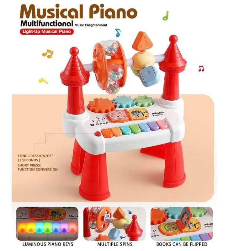 Multi-functional Toddlers Light-up Musical Piano Table