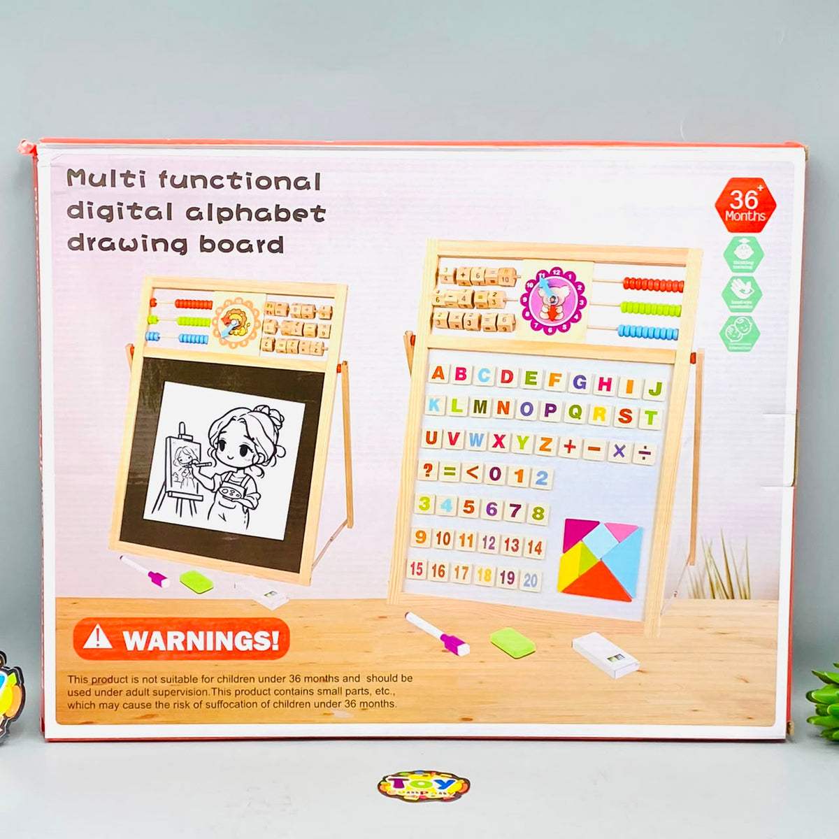 Multi-functional Wooden Logarithmic Black & White Writing Board
