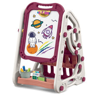 Thumbnail for 90cm Multi-functional Artistic Drawing Board With Book Shelf - Pink