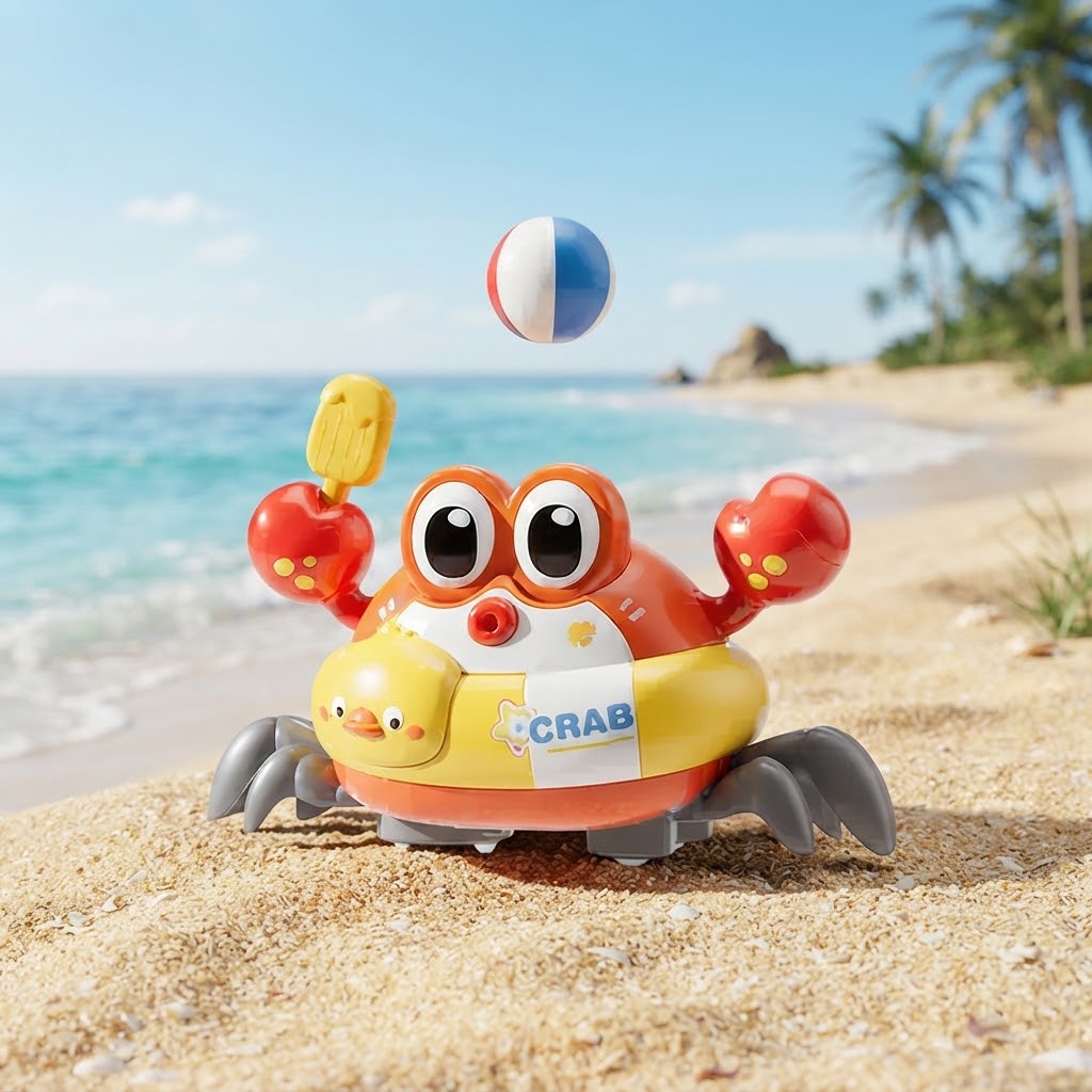 Electric Musical Ball Blowing Crab With Lights