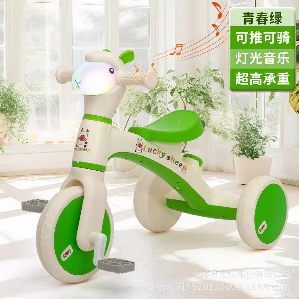 Kids Alpaca Themed Ride-on Tricycle With Light & Music - Green