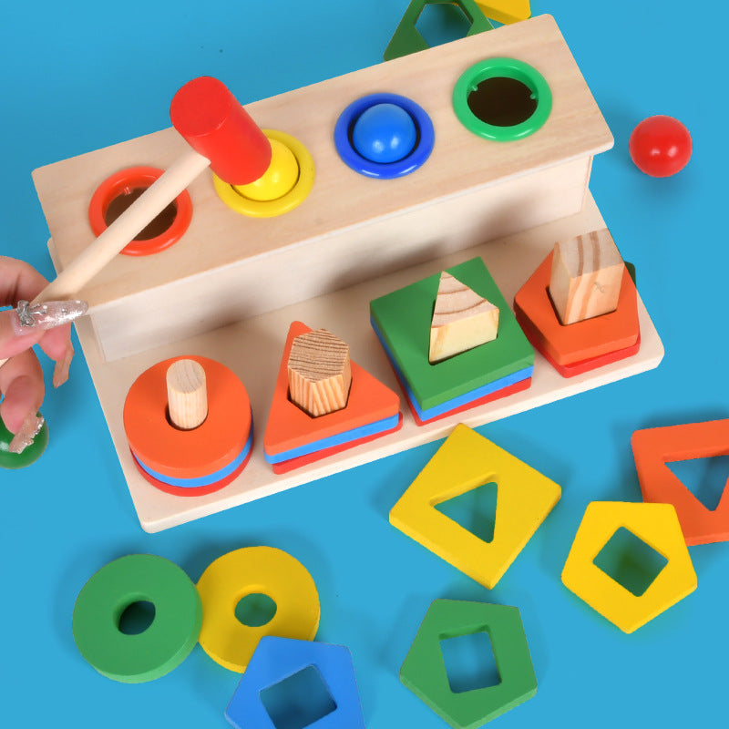 Wooden 2in1 Shape Sorter & Pounding Game