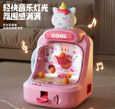 Manual Kids Unicorn Themed Basketball Shooting Game Console