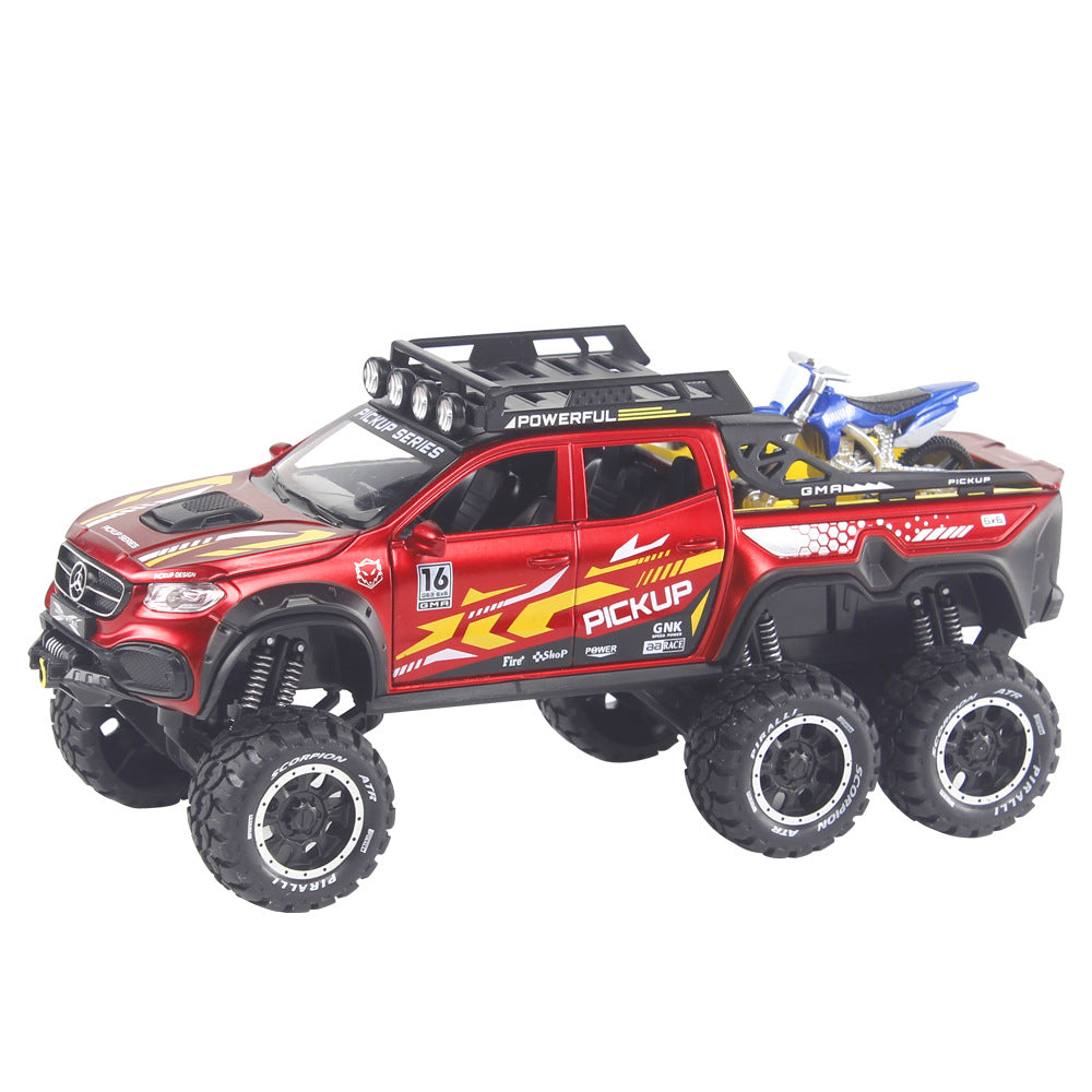 1:24 Diecast Mercedes X-Class 6X6 Pickup Truck With Mini Bike