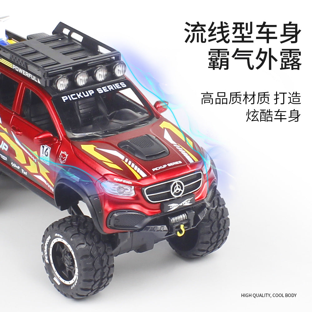 1:24 Diecast Mercedes X-Class 6X6 Pickup Truck With Mini Bike