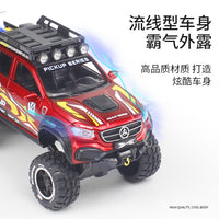 1:24 Diecast Mercedes X-Class 6X6 Pickup Truck With Mini Bike