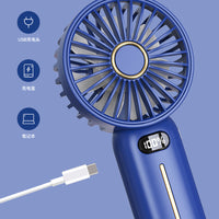 Rechargeable Digital Display Fan With Mobile Phone Bracket