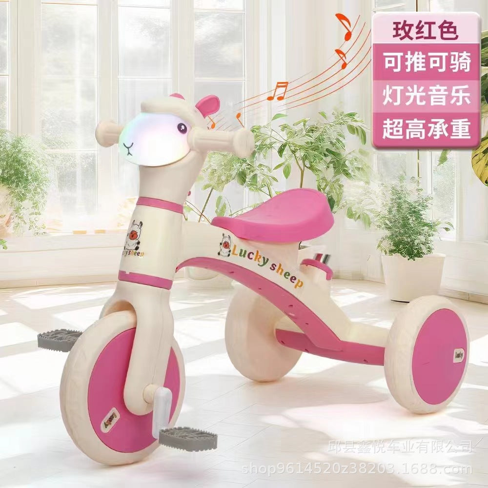 Kids Alpaca Themed Ride-on Tricycle With Light & Music - Pink