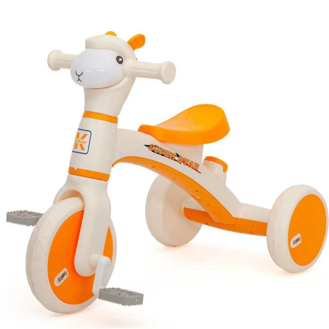 Kids Alpaca Themed Ride-on Tricycle With Light & Music - Orange