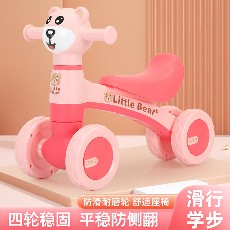Bear Ride-on Baby Foot To Floor Balance Bike - Pink