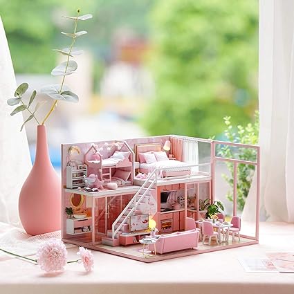 DIY Miniature Girlish Cute Home With LED Lights