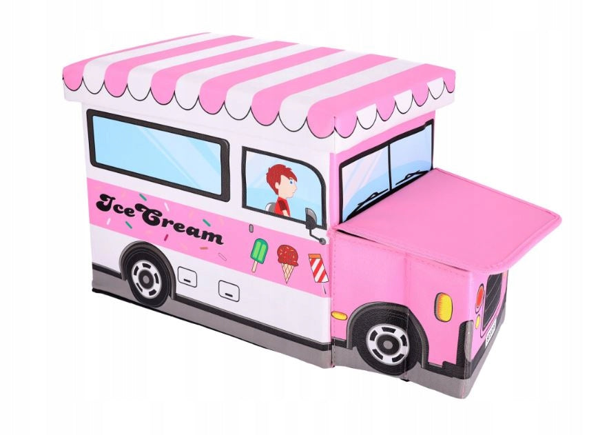 Kids Foldable Storage Box - Ice Cream Car Pink