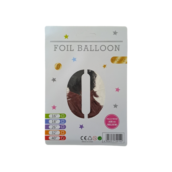 16" Silver Number 0 Foil Balloon - 10Pcs