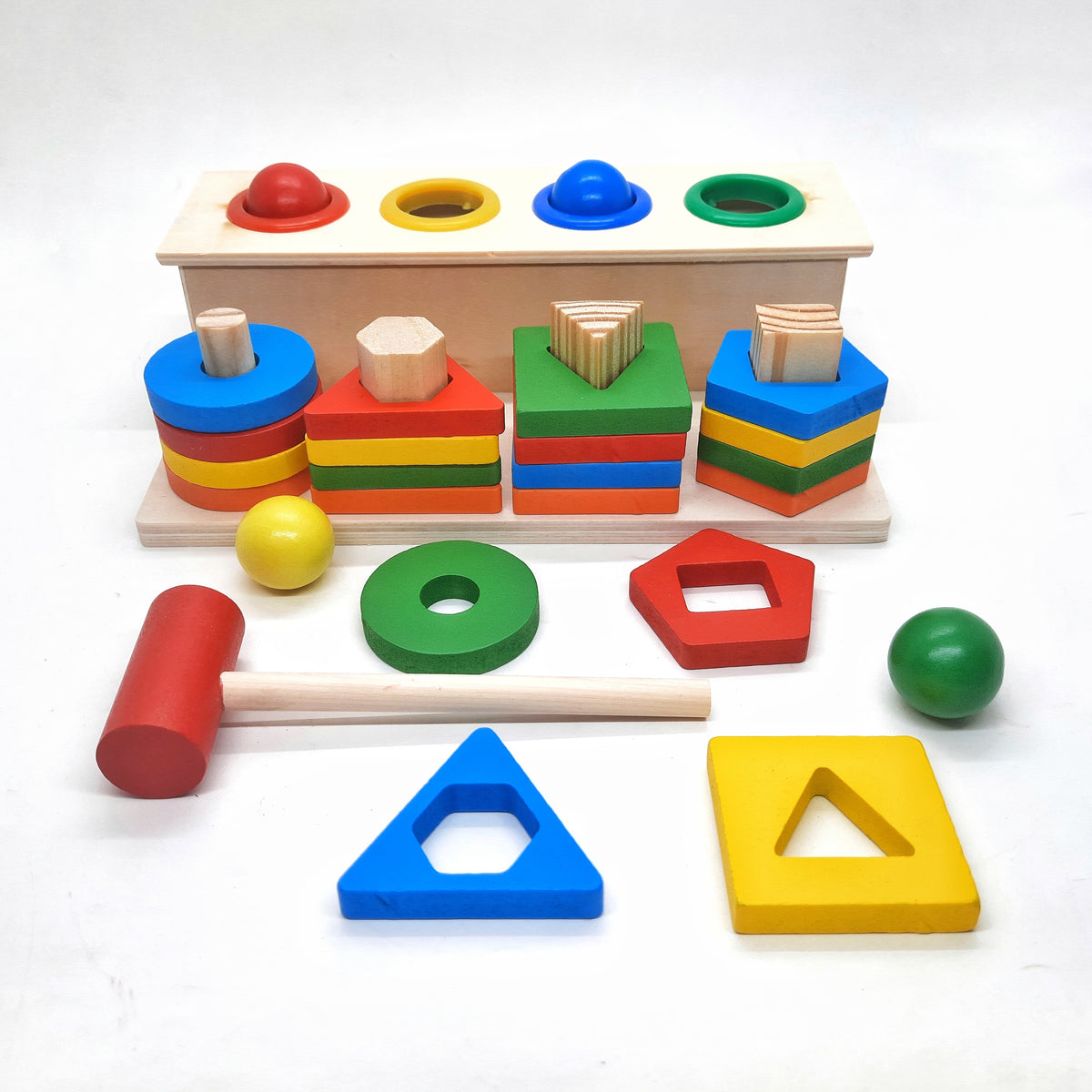 Wooden 2in1 Shape Sorter & Pounding Game