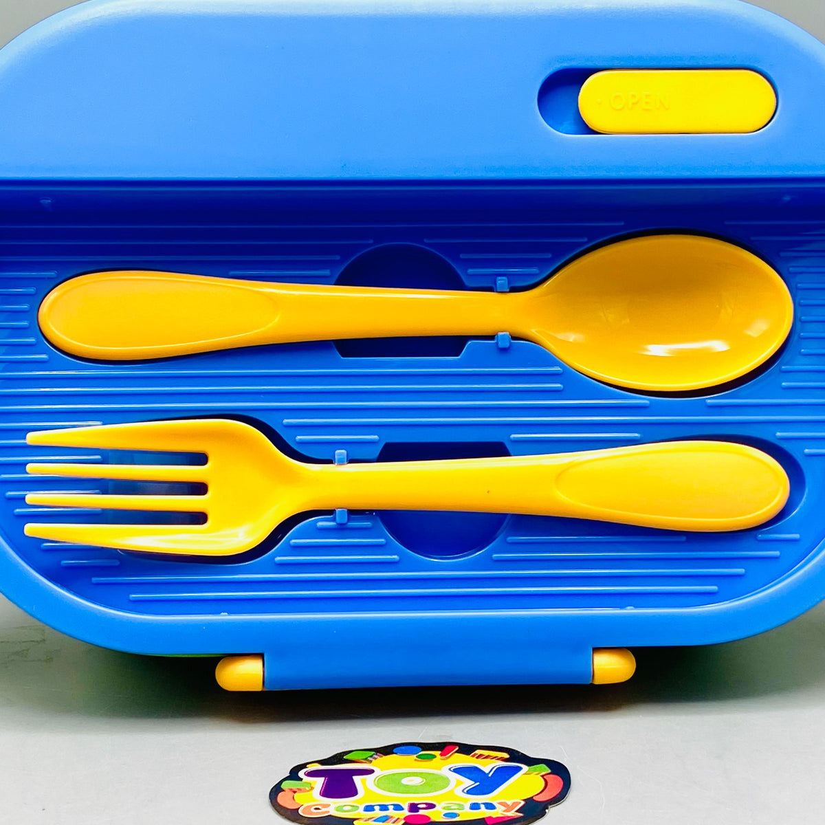 Plastic School Lunch Box With Spoon - Blue