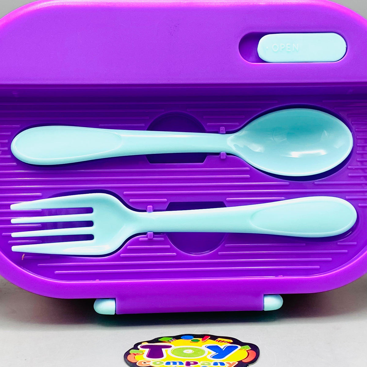 Plastic School Lunch Box With Spoon - Purple