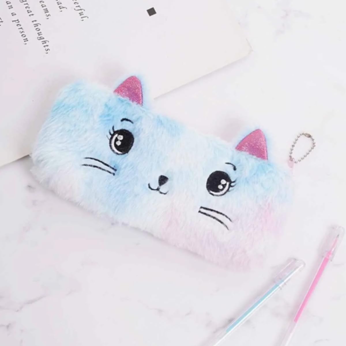 Plush Kitty Fur Pencil Pouch - 1Pc
