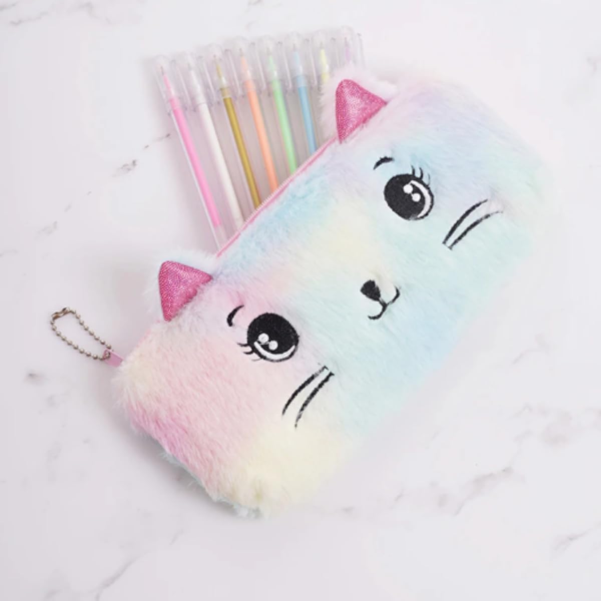 Plush Kitty Fur Pencil Pouch - 1Pc