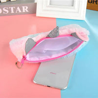 Plush Rainbow Fur Pencil Pouch - 1Pc