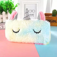 Plush Rainbow Fur Pencil Pouch - 1Pc