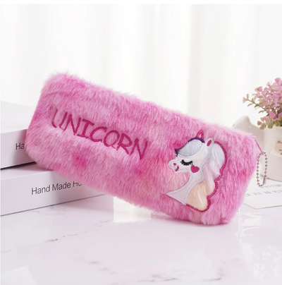Plush Unicorn Fur Pencil Pouch - 1Pc