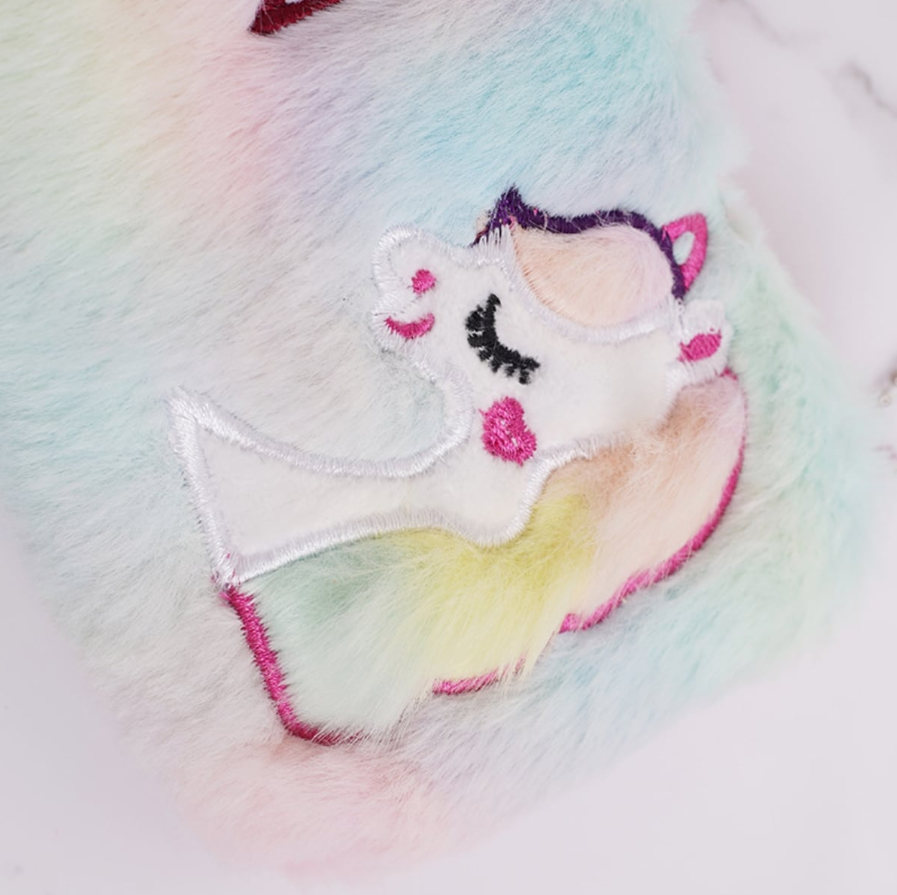 Plush Unicorn Fur Pencil Pouch - 1Pc