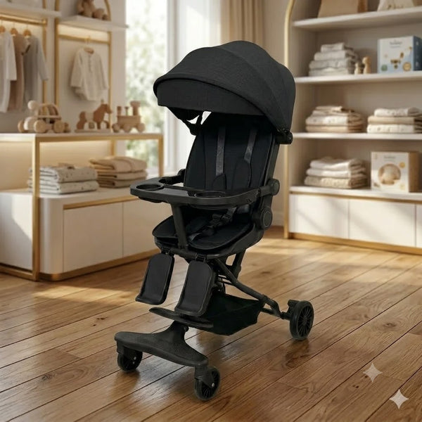 Premium Detachable Baby Luxury Stroller - Black