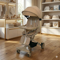 Premium Foldable Baby Luxury Stroller - Classic Khaki