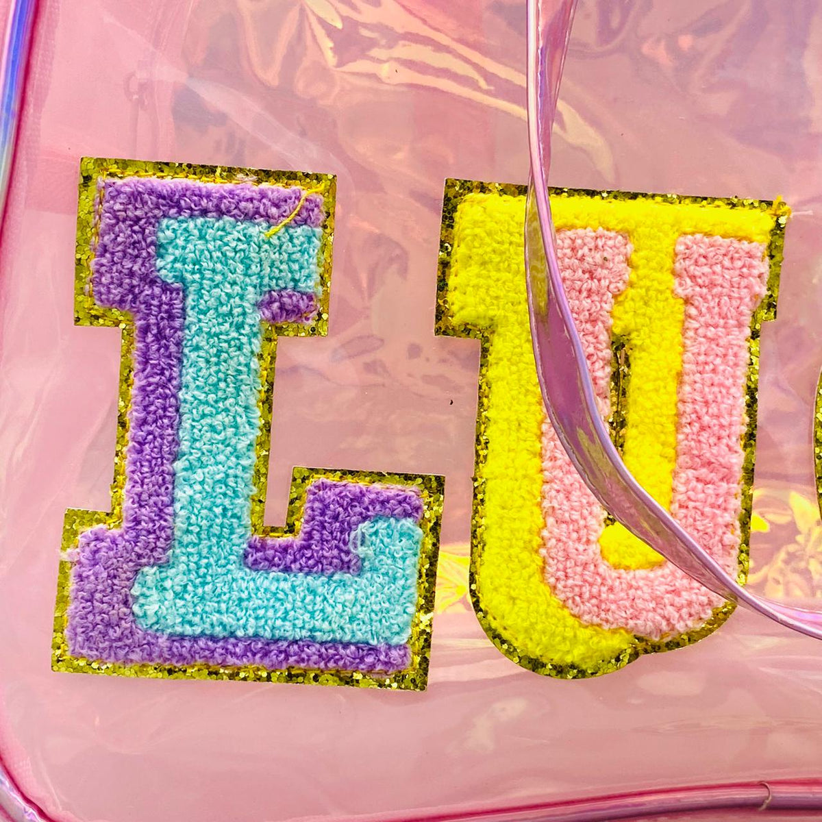 Premium Holographic Pink Chenille Duffle Bag