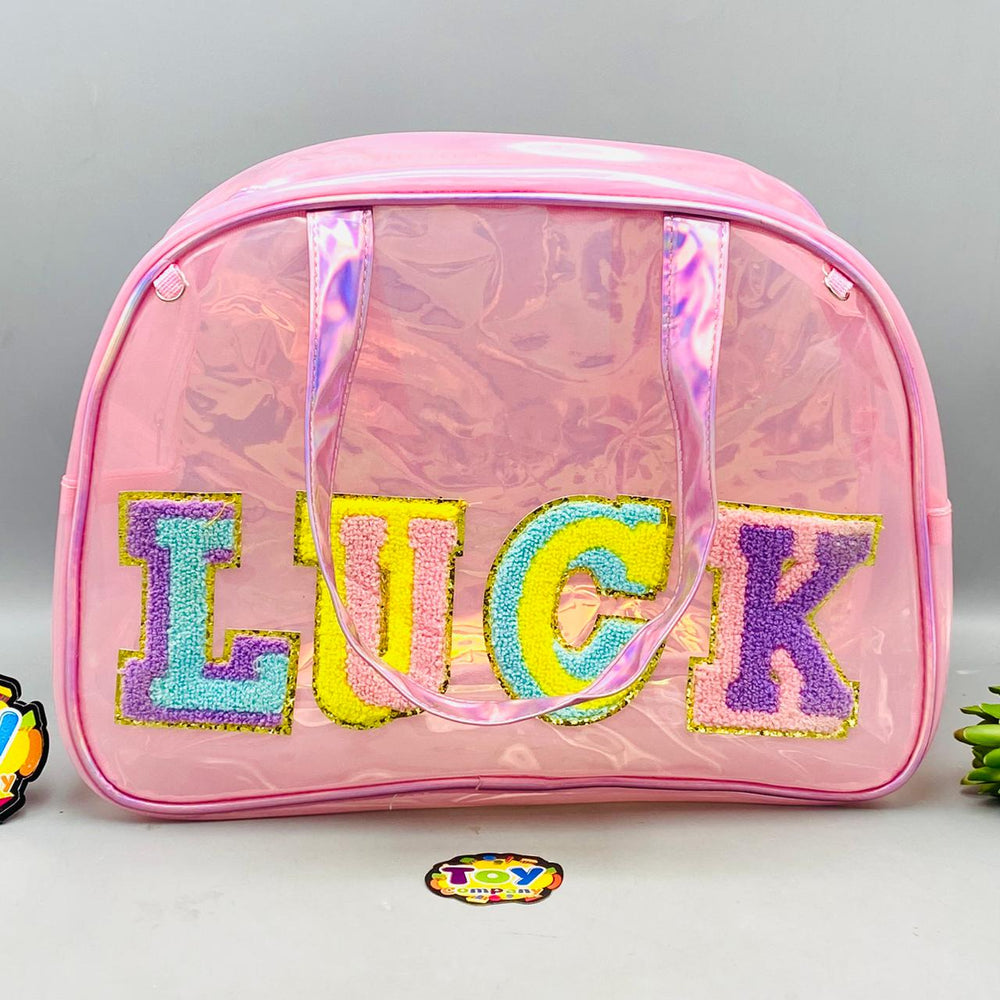 Premium Holographic Pink Chenille Duffle Bag