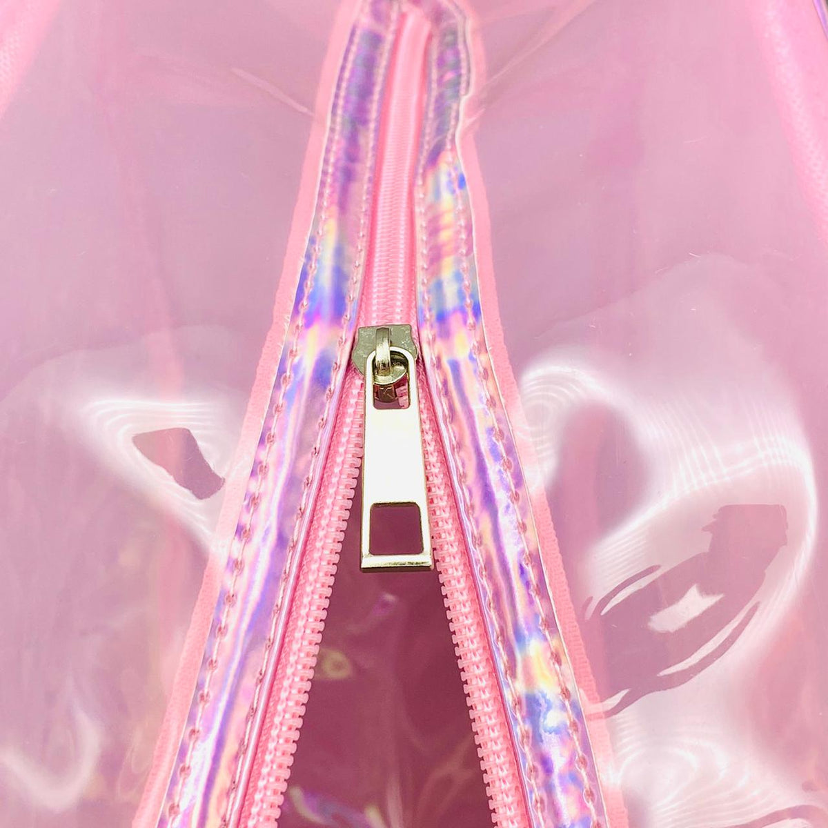 Premium Holographic Pink Chenille Duffle Bag