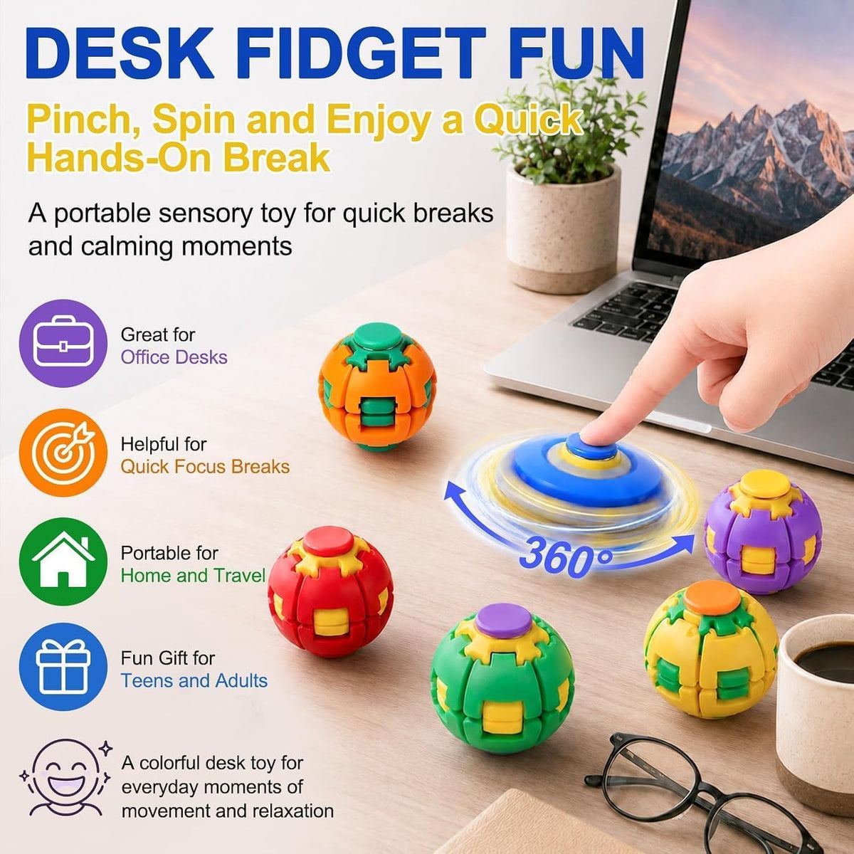 Avengers Press & Spin 3D Spinning Fidget Ball - 1Pc