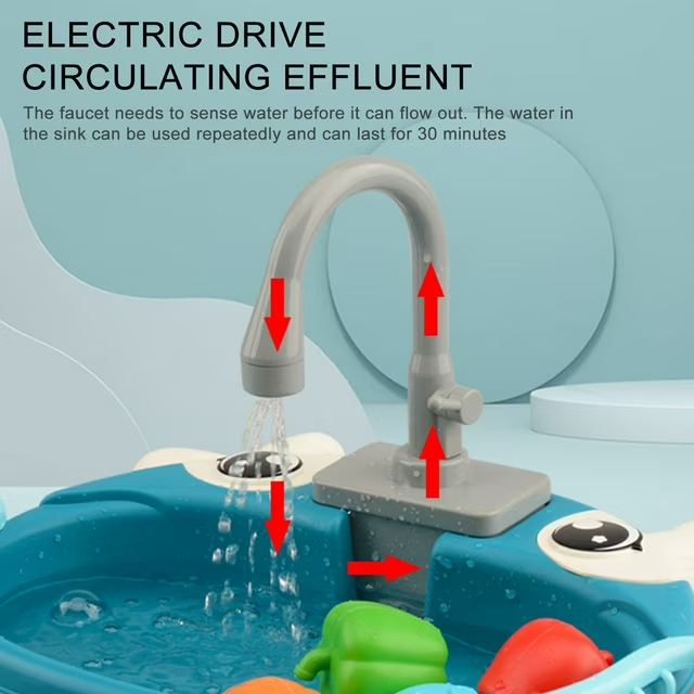 Kids Pretend Play Cow Pumping Water Kitchen Sink
