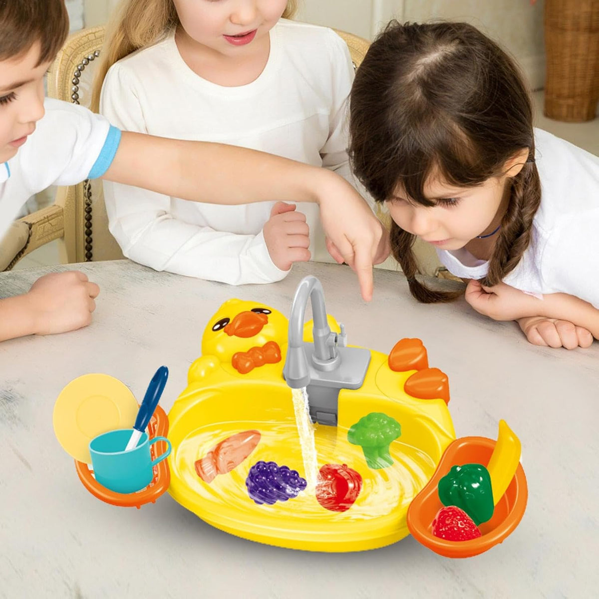 Kids Pretend Play Duck Pumping Water Kitchen Sink