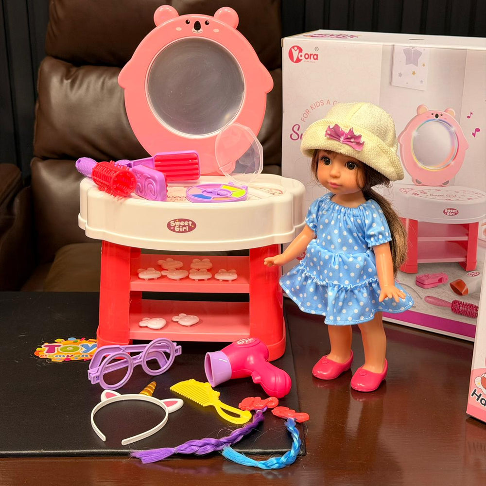 Pretend Play Girls Dressing Table With Doll