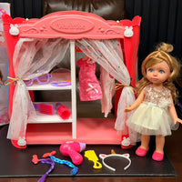 Pretend Play Girls Wardrobe With Doll