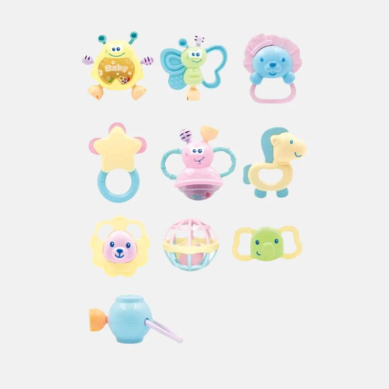 10Pcs Premium Baby Animal Rattles & Teether Set