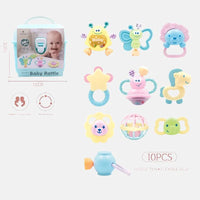 10Pcs Premium Baby Animal Rattles & Teether Set