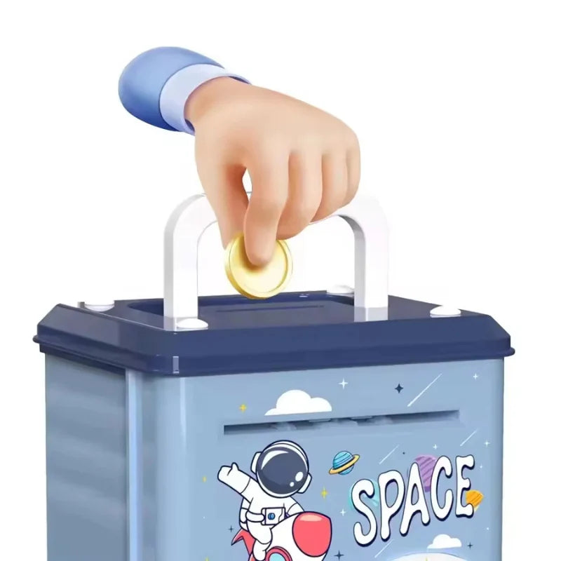 Space Fingerprint & Swipe Card Unlock Piggy Bank