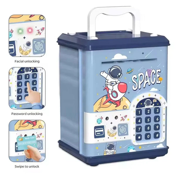 Space Fingerprint & Swipe Card Unlock Piggy Bank